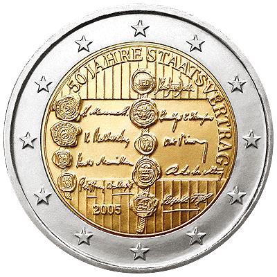 2 Euro Österreich 2005 – 50. Jahrestag von der österreichischen Staat Vertrag