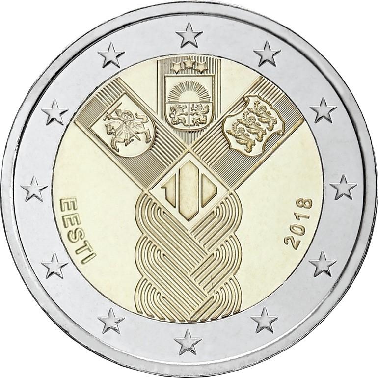 2 Euro Estland 2018 – 100. Jahrestag der Gründung von der unabhängigen BaltischStaaten