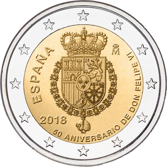 2 Euro Spanien 2018 – 50 Jahre seit der Geburt von Felipe VI von Spanien