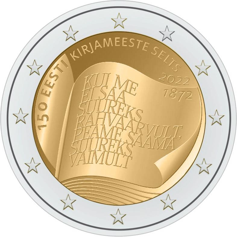 2 Euro Estland 2022 – 150 Jahre seit der Gründung von der Gesellschaft Estnischer Literaten