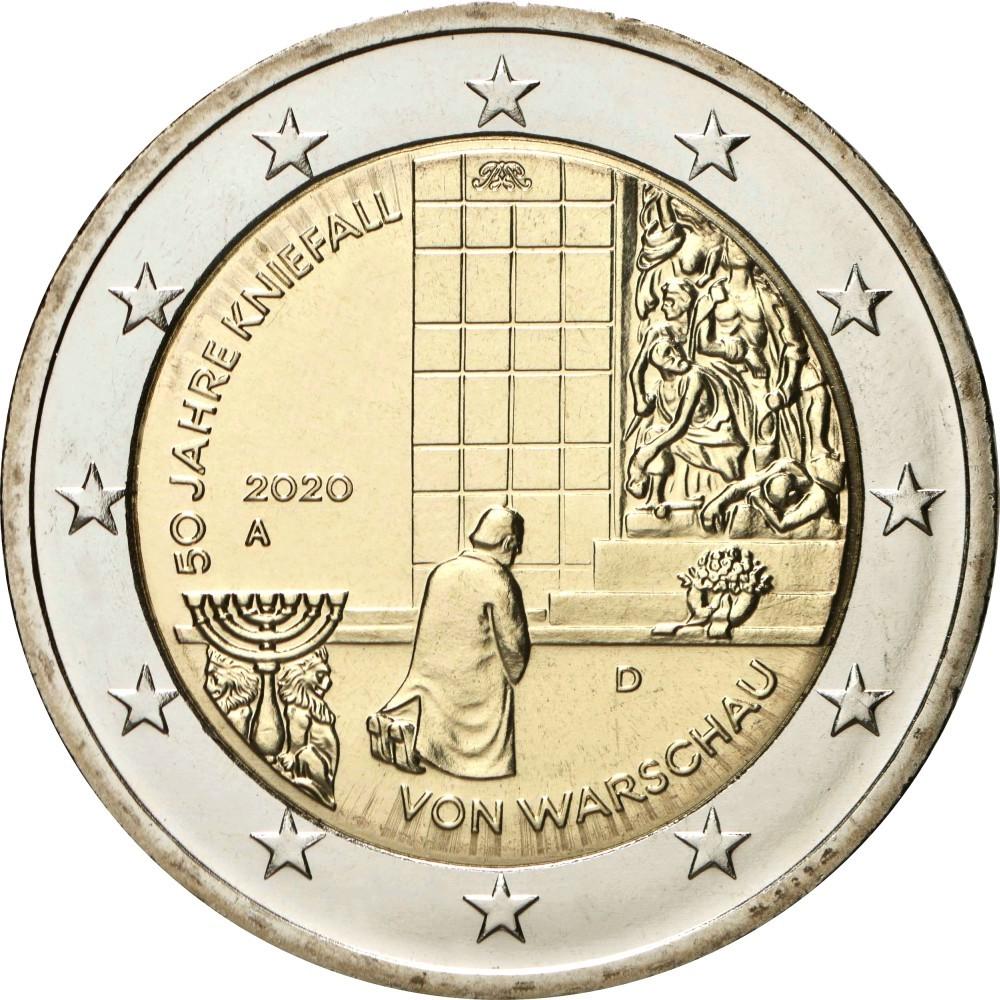 Vorderseite: 2 Euro Deutschland 2020 – 50. Jahrestag von der Warsaw Genuflection