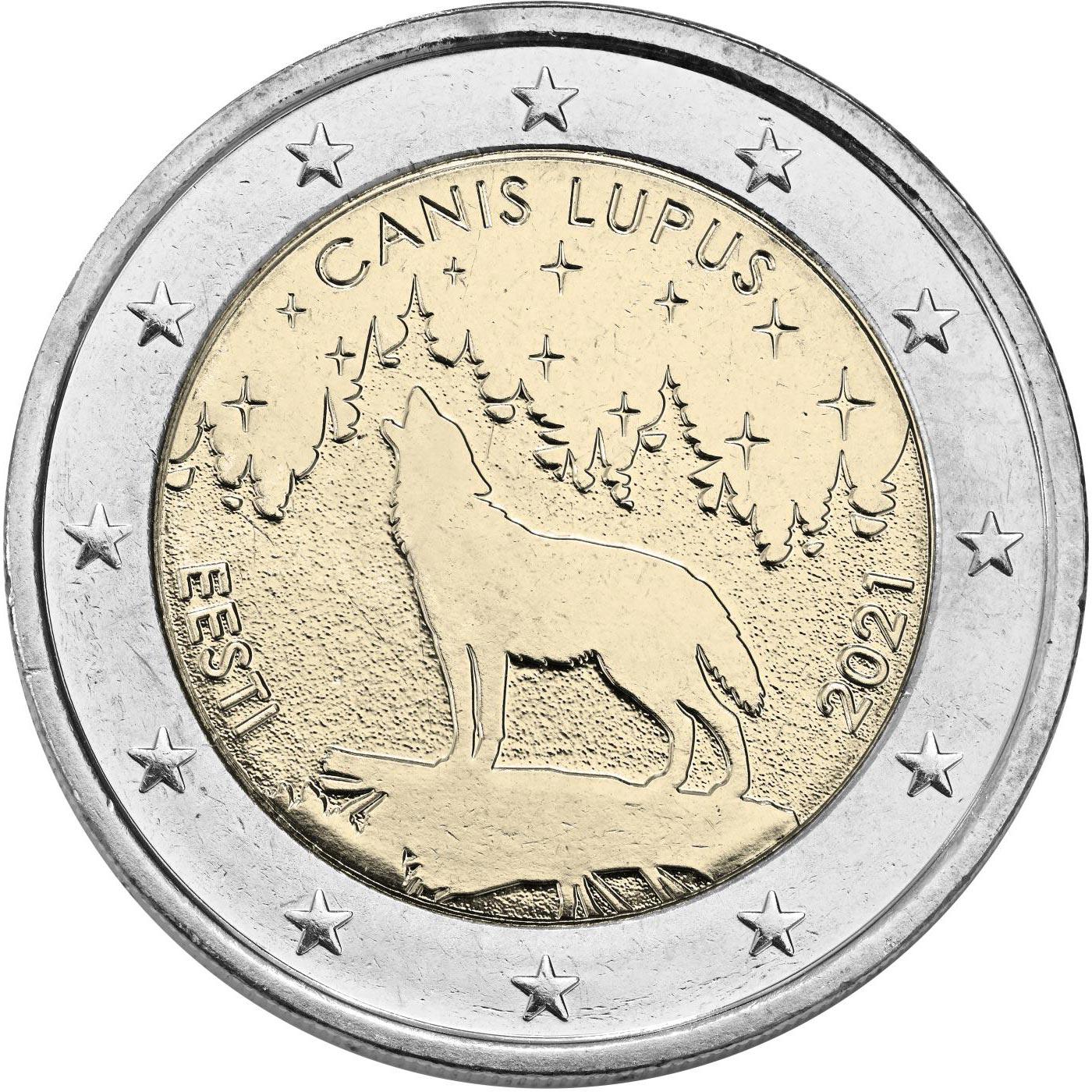 2 Euro Estland 2021 – Der Wolf: Nationaltier Estlands