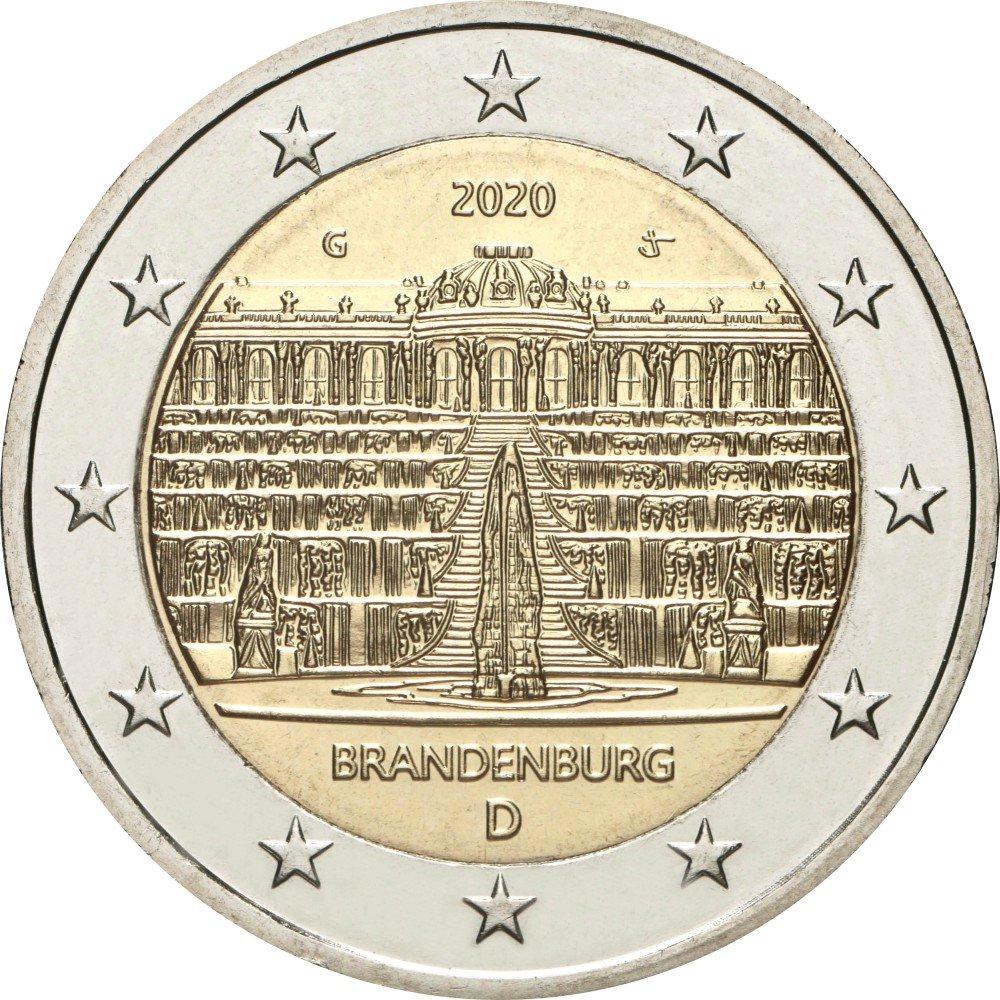 2 Euro Deutschland 2020 – Brandenburg: Sanssouci Palast in Potsdam