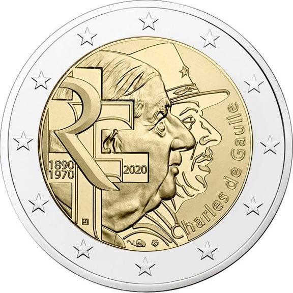 2 Euro Frankreich 2020 – 50. Jahrestag des Todes von Charles De Gaulle und 80. Jahrestag von der Appell vom 18. Juni